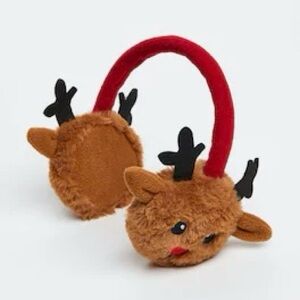Kids Adjustable Reindeer Earmuffs with Red Band | 1½-8Y